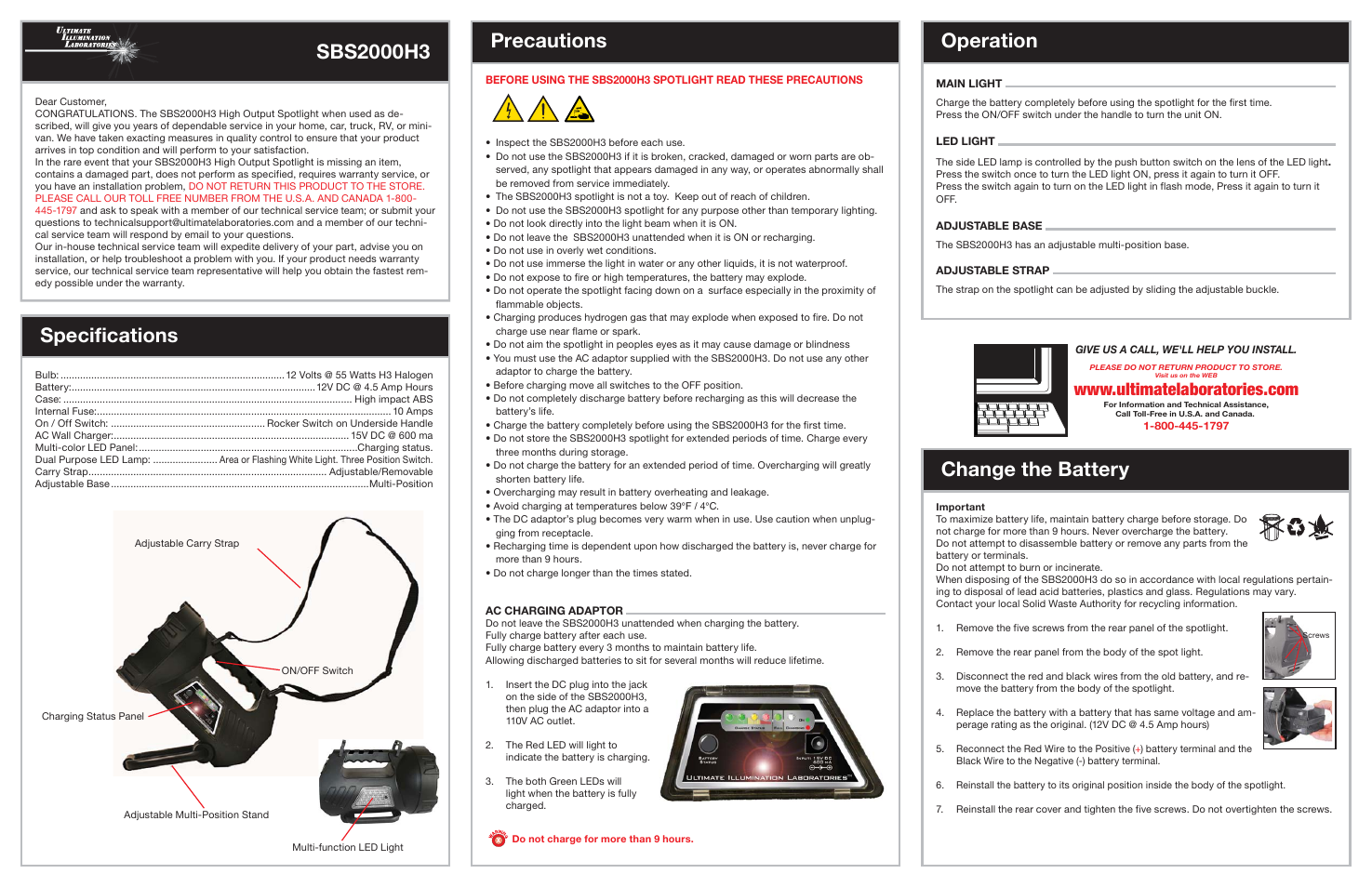 Roadmaster SBS2000H3 User Manual | 2 pages