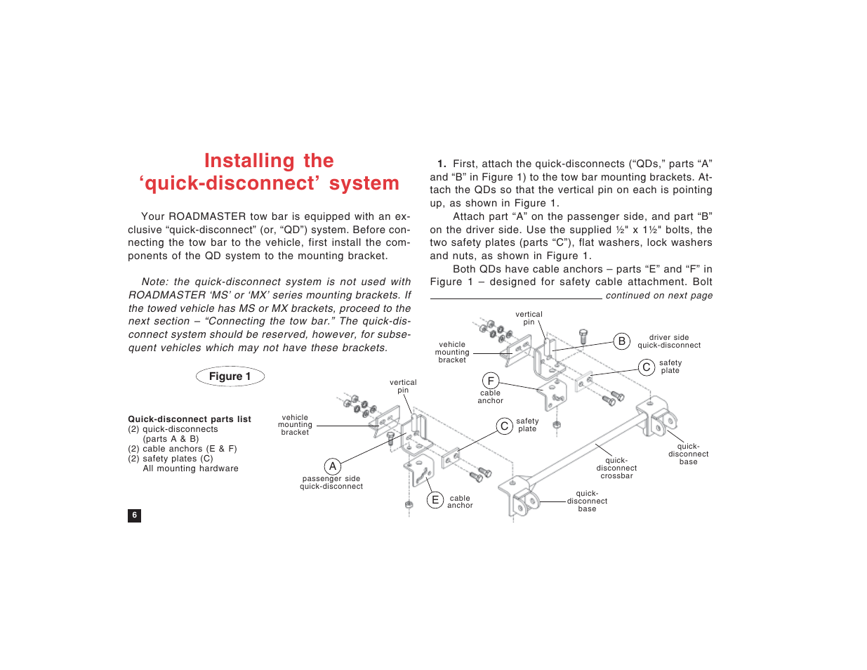 Installing the ‘quick-disconnect’ system | Roadmaster Sterling All Terrain User Manual | Page 8 / 24