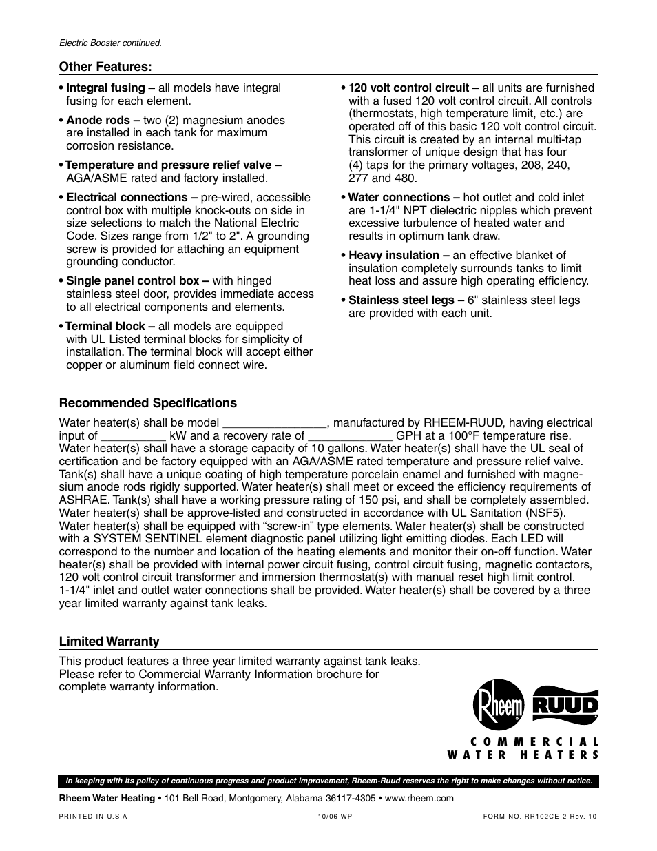 Rheem 54KW User Manual | Page 4 / 4