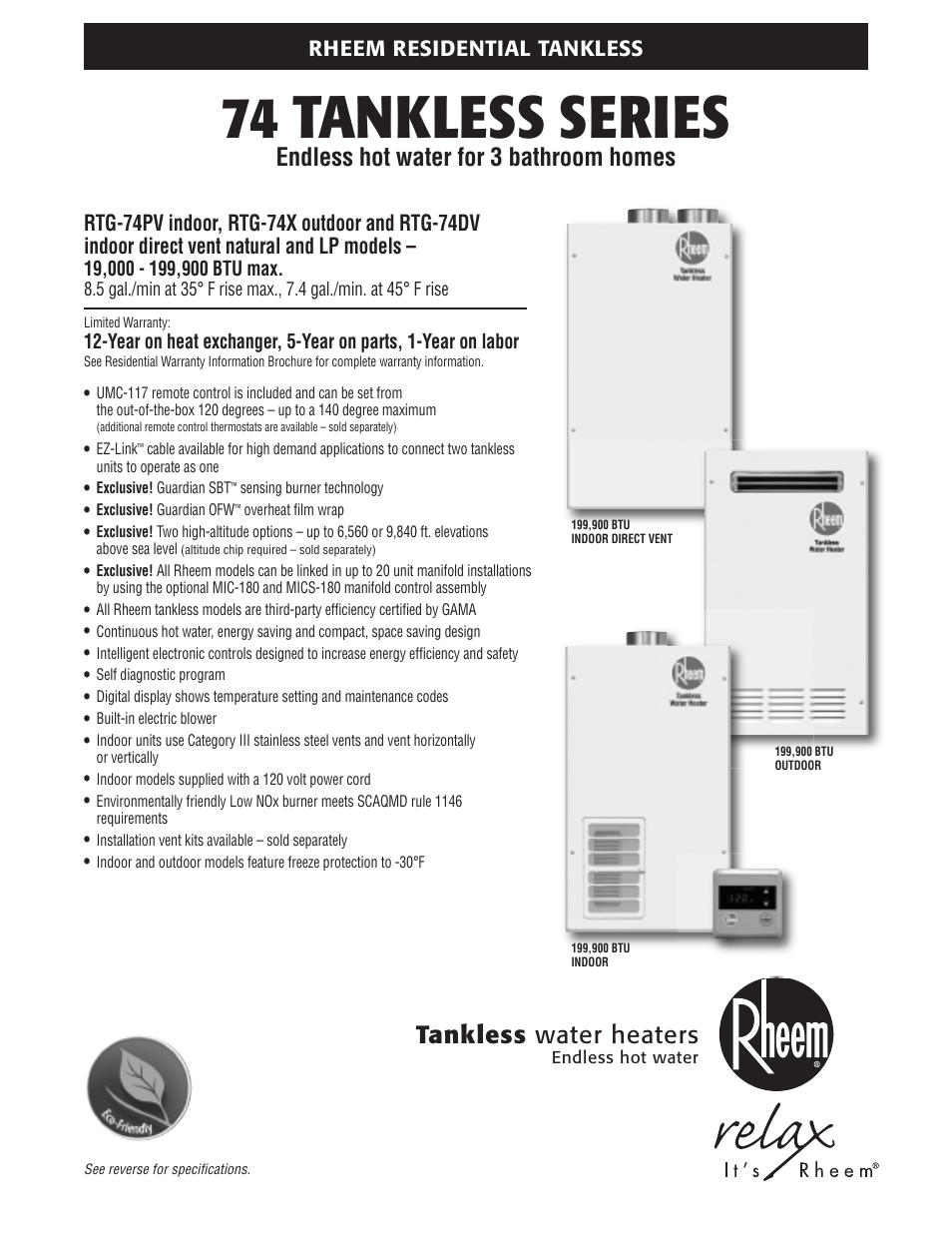 Rheem 199 User Manual | 2 pages