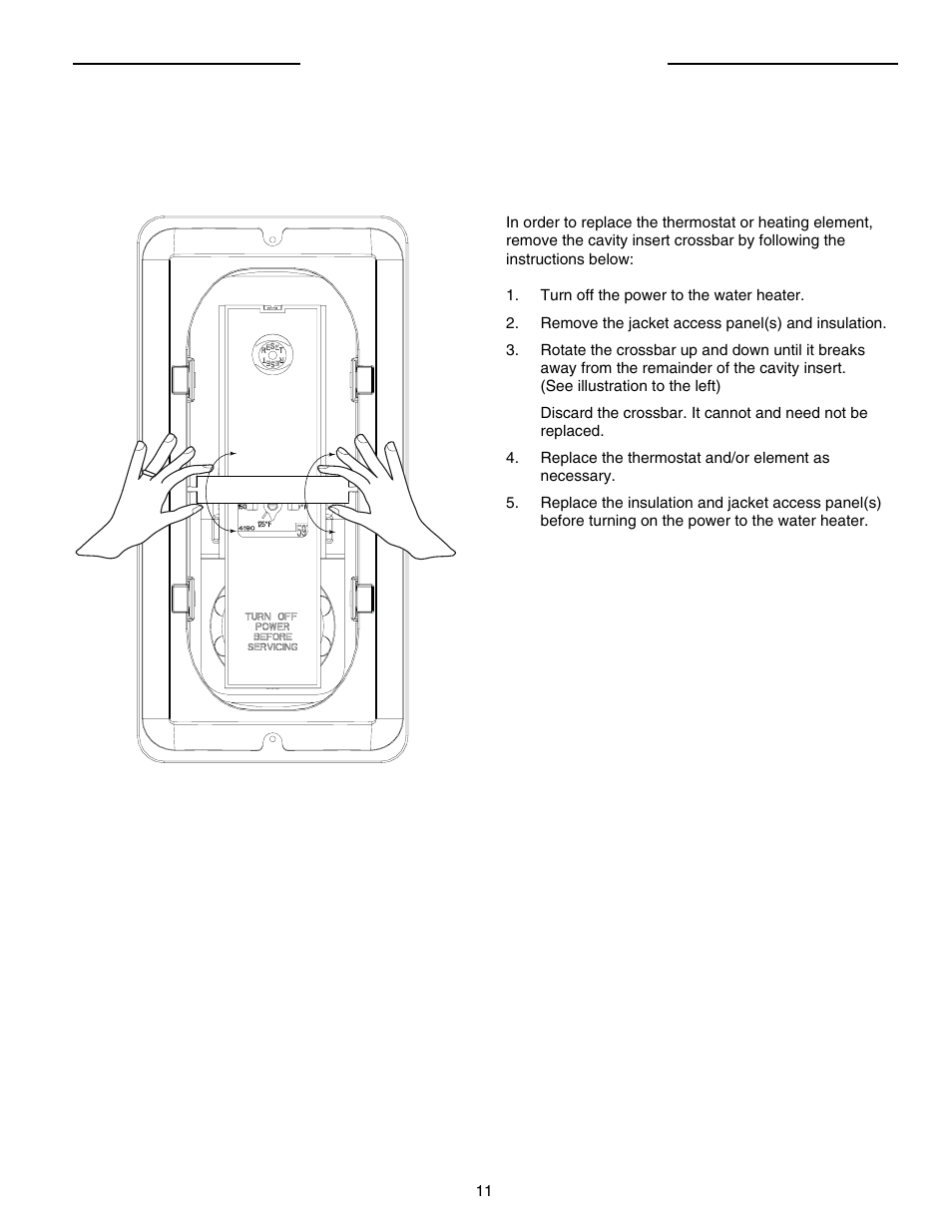 Cavity insert instructions | Rheem Light Duty Commercial Electric Water Heater User Manual | Page 11 / 12