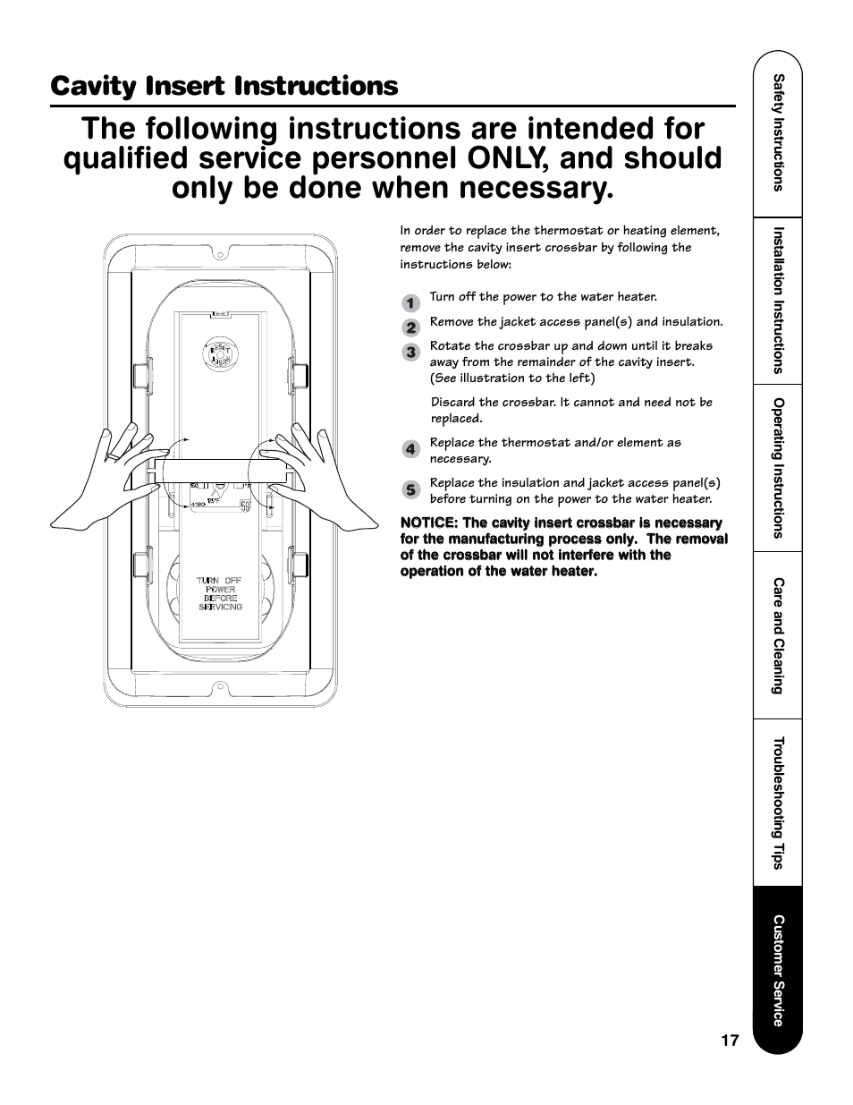 Cavity insert instructions | Rheem GE Series User Manual | Page 17 / 20