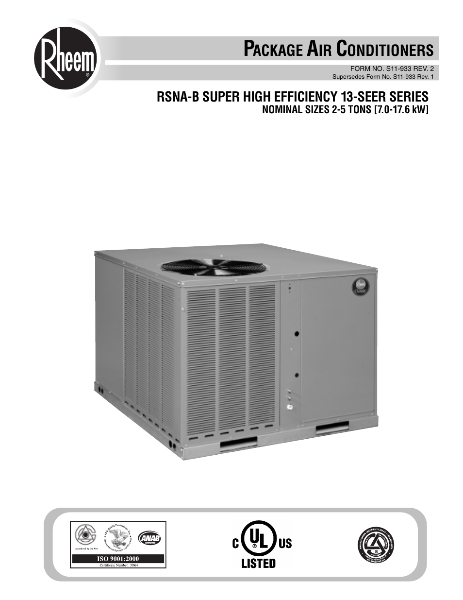 Rheem RSNA-B Series User Manual | 40 pages