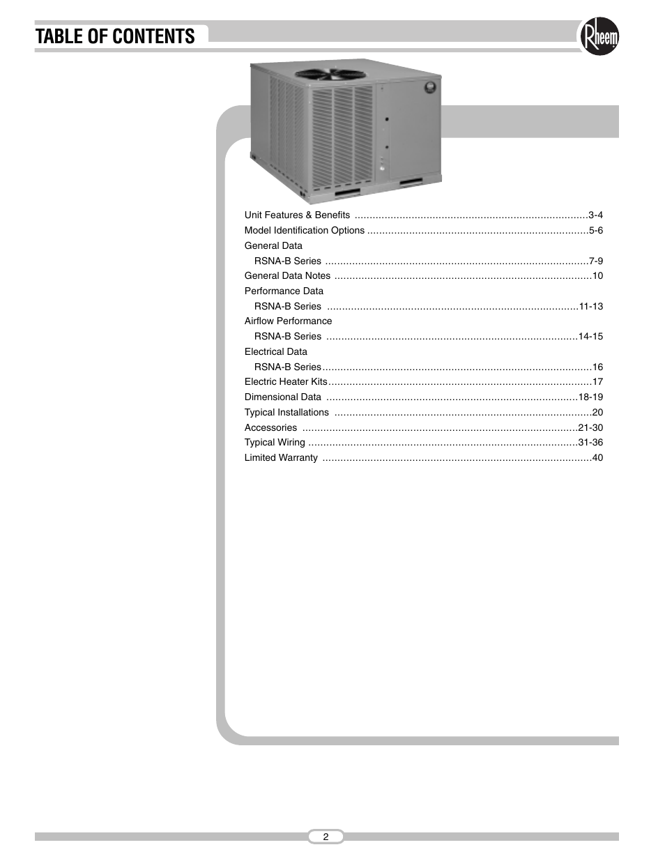 Rheem RSNA-B Series User Manual | Page 2 / 40
