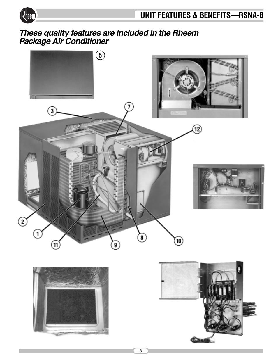 Unit features & benefits—rsna-b | Rheem RSNA-B Series User Manual | Page 3 / 40