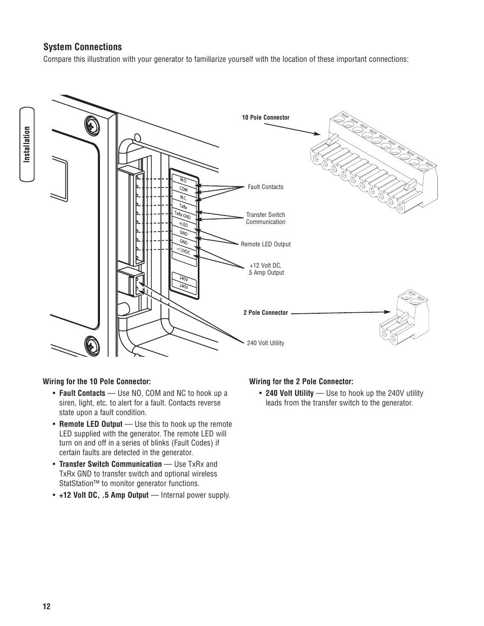 System connections, Conexiones de sistema, Connexions de système | Rheem RESIDENTIAL GENERATOR SYSTEM GEN12S User Manual | Page 14 / 23