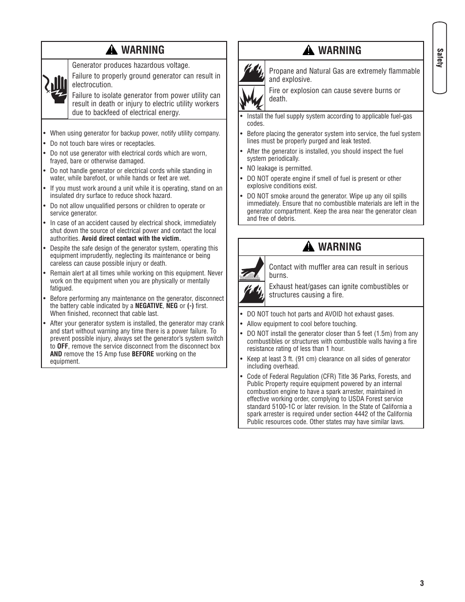 Warning | Rheem RESIDENTIAL GENERATOR SYSTEM GEN12S User Manual | Page 5 / 23