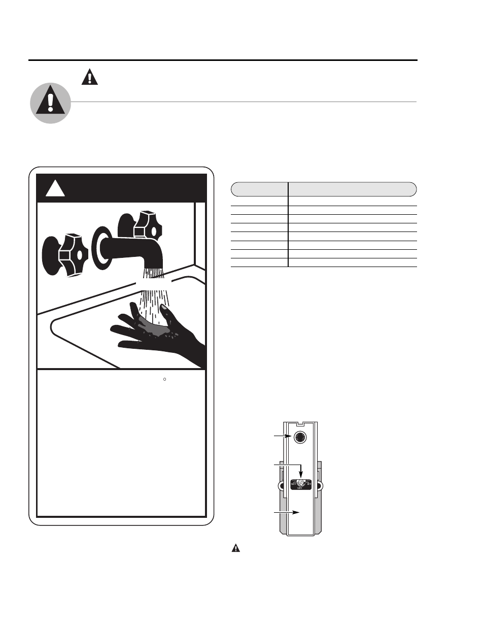 Warning, Water temperature adjustment, Burn | Time/temperature relationship in scalds | Rheem Warrior Series AP10414-9 User Manual | Page 3 / 20