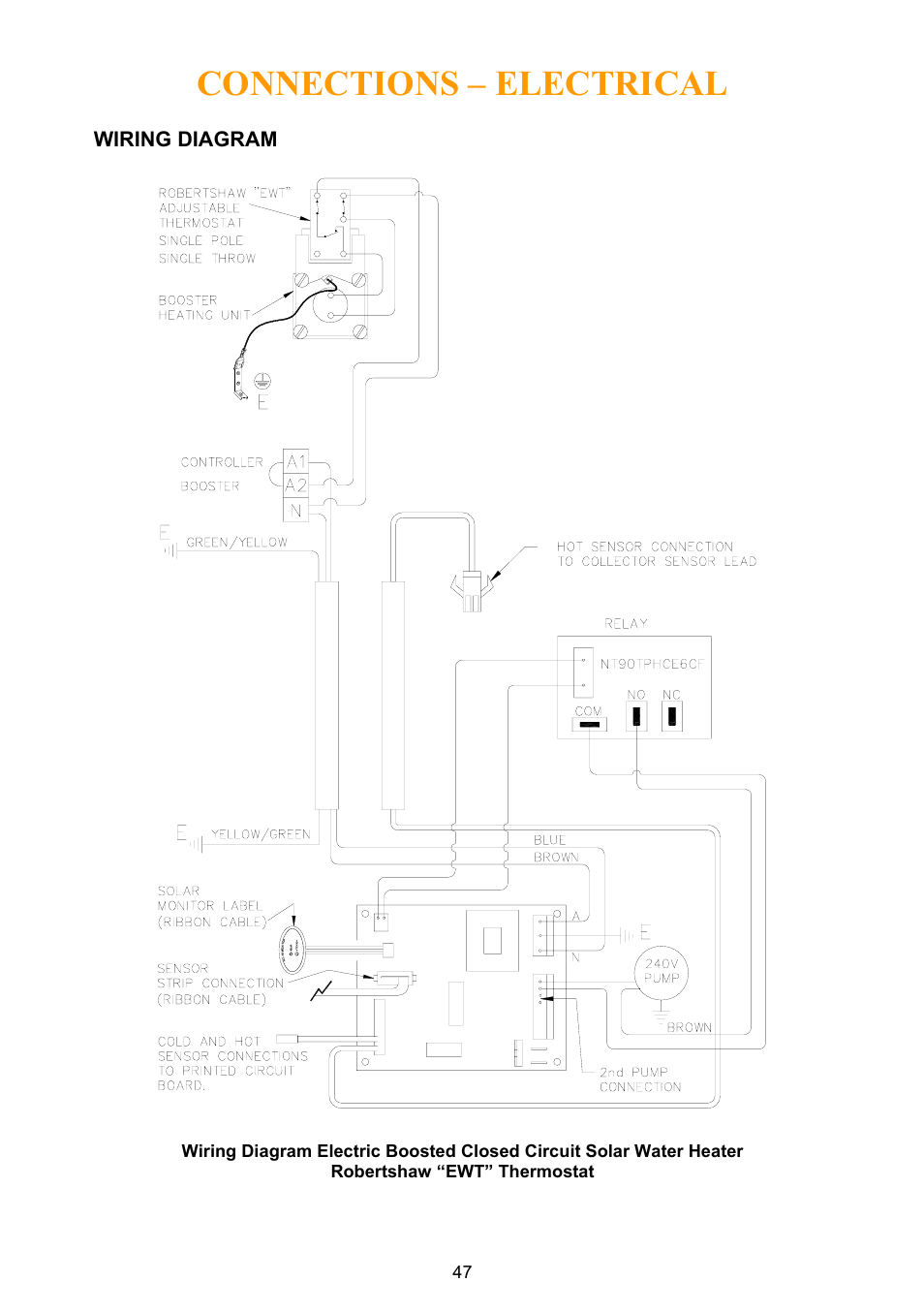 Wiring diagram, Connections – electrical | Rheem Water Heater User Manual | Page 47 / 80