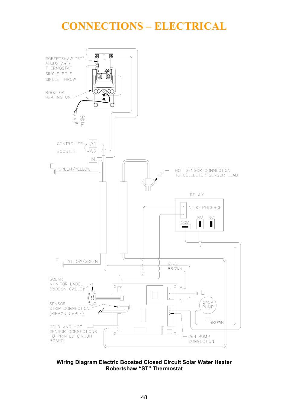 Connections – electrical | Rheem Water Heater User Manual | Page 48 / 80