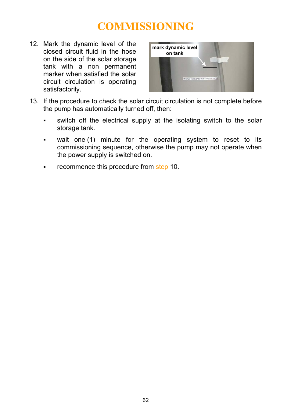 Commissioning | Rheem Water Heater User Manual | Page 62 / 80