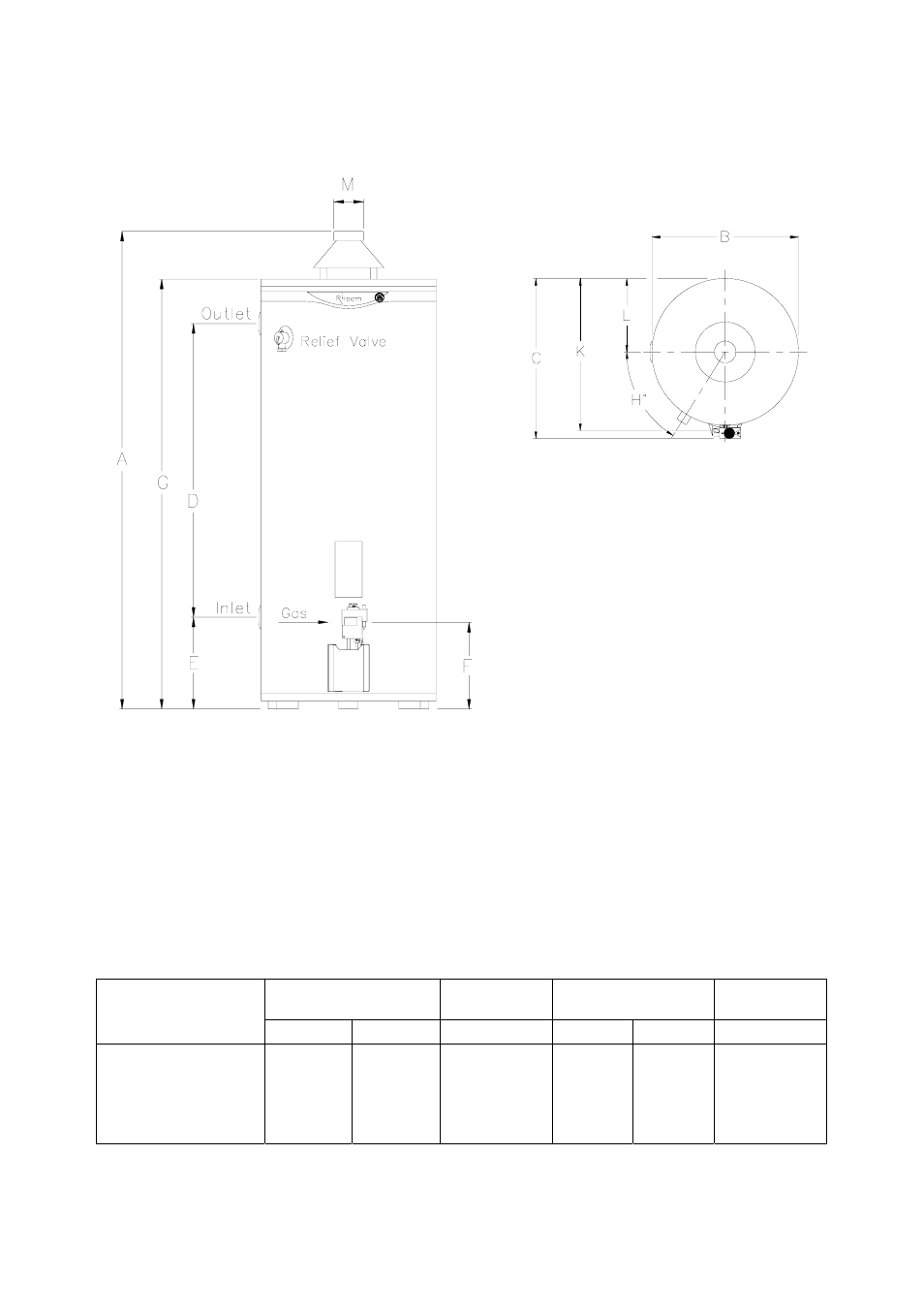 Dimensions and technical data, Installation | Rheem 300 series User Manual | Page 18 / 32