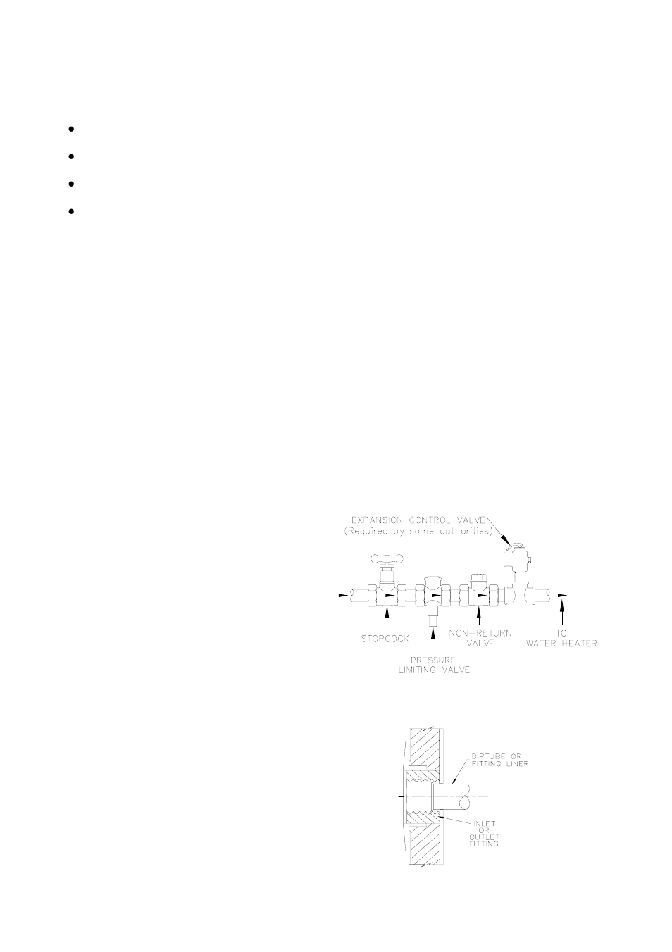 Connections – plumbing, Connection sizes, Water inlet and outlet | Rheem 300 series User Manual | Page 20 / 32