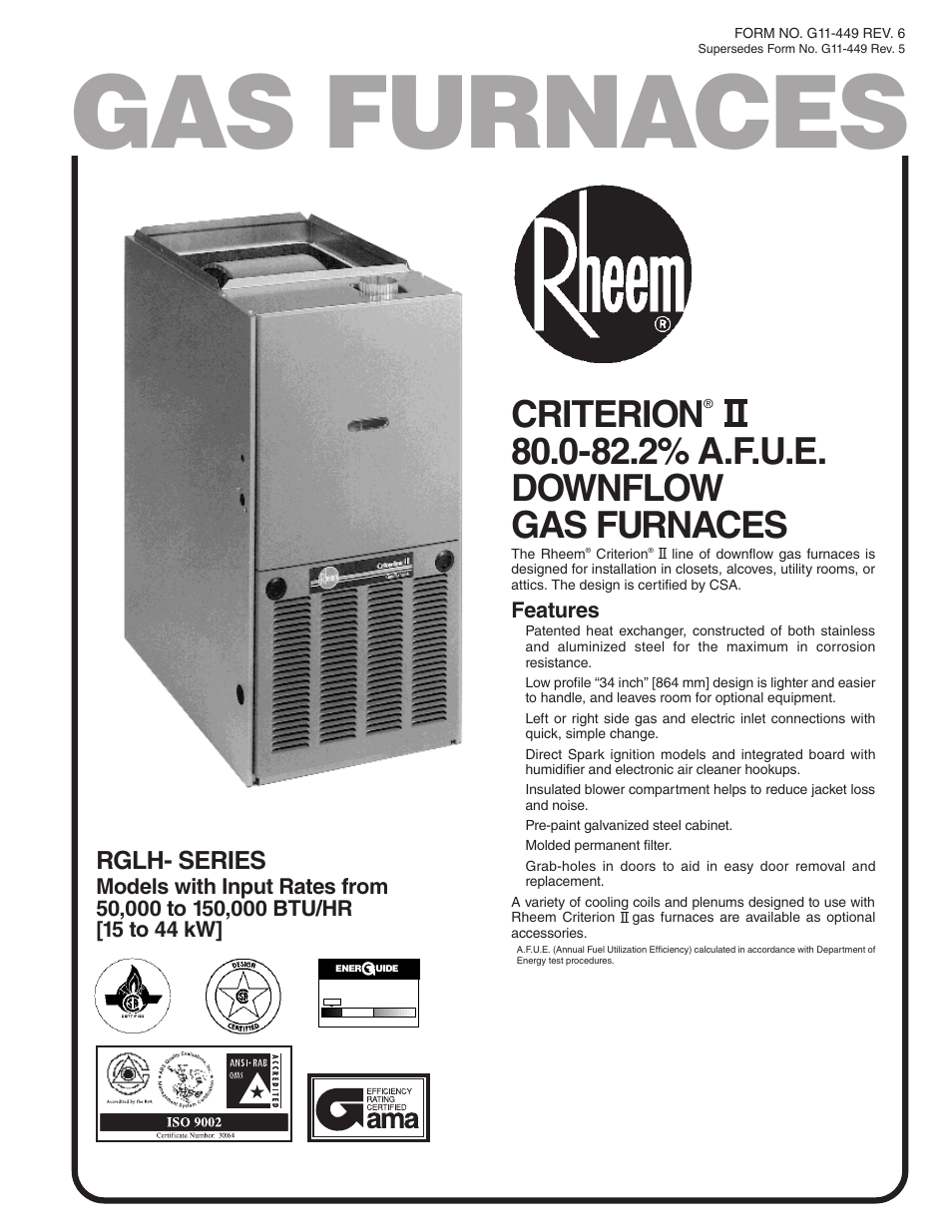 Rheem 07EAUER User Manual | 8 pages