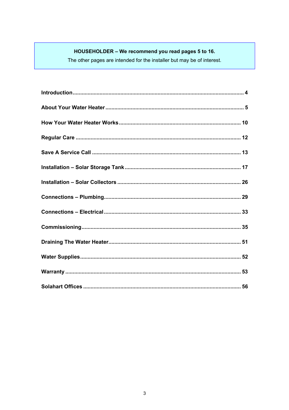 Rheem GAS BOOSTED SOLAR WATER HEATER User Manual | Page 3 / 56