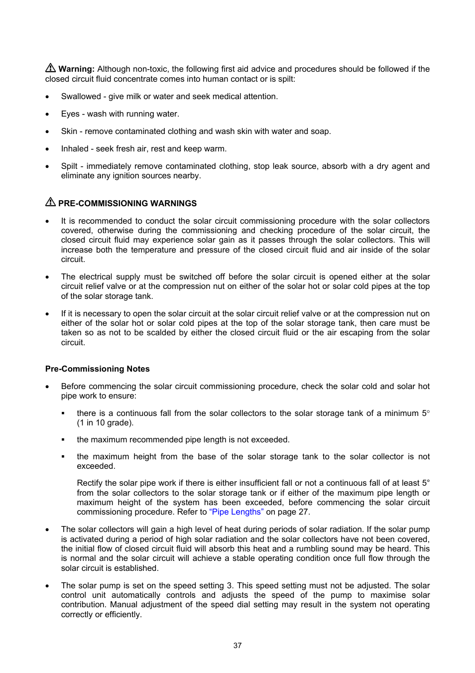 Commissioning | Rheem GAS BOOSTED SOLAR WATER HEATER User Manual | Page 37 / 56