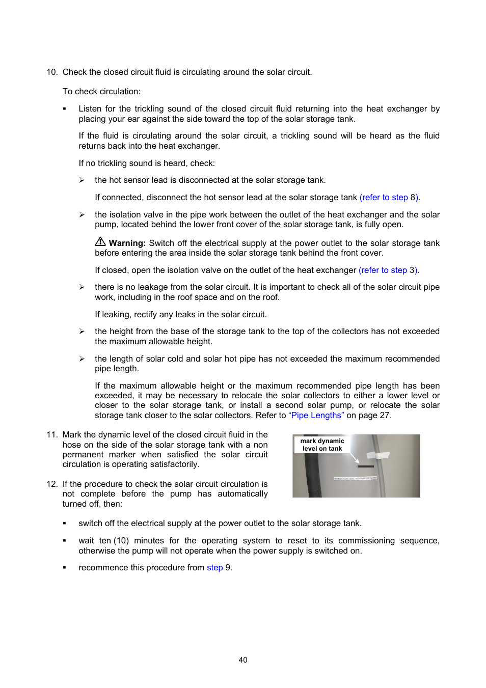 Commissioning | Rheem GAS BOOSTED SOLAR WATER HEATER User Manual | Page 40 / 56