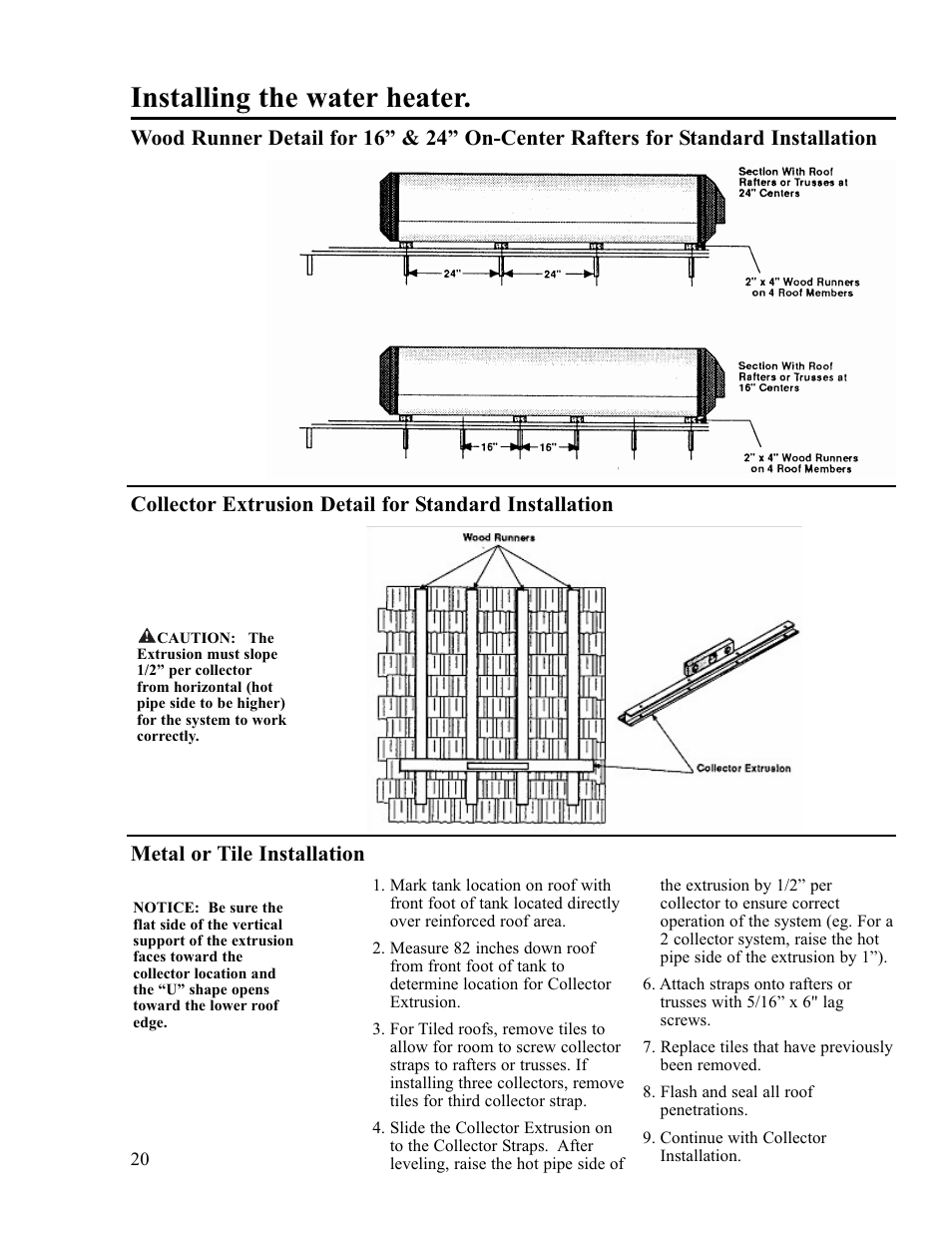 Installing the water heater | Rheem RS80-42BP User Manual | Page 20 / 40