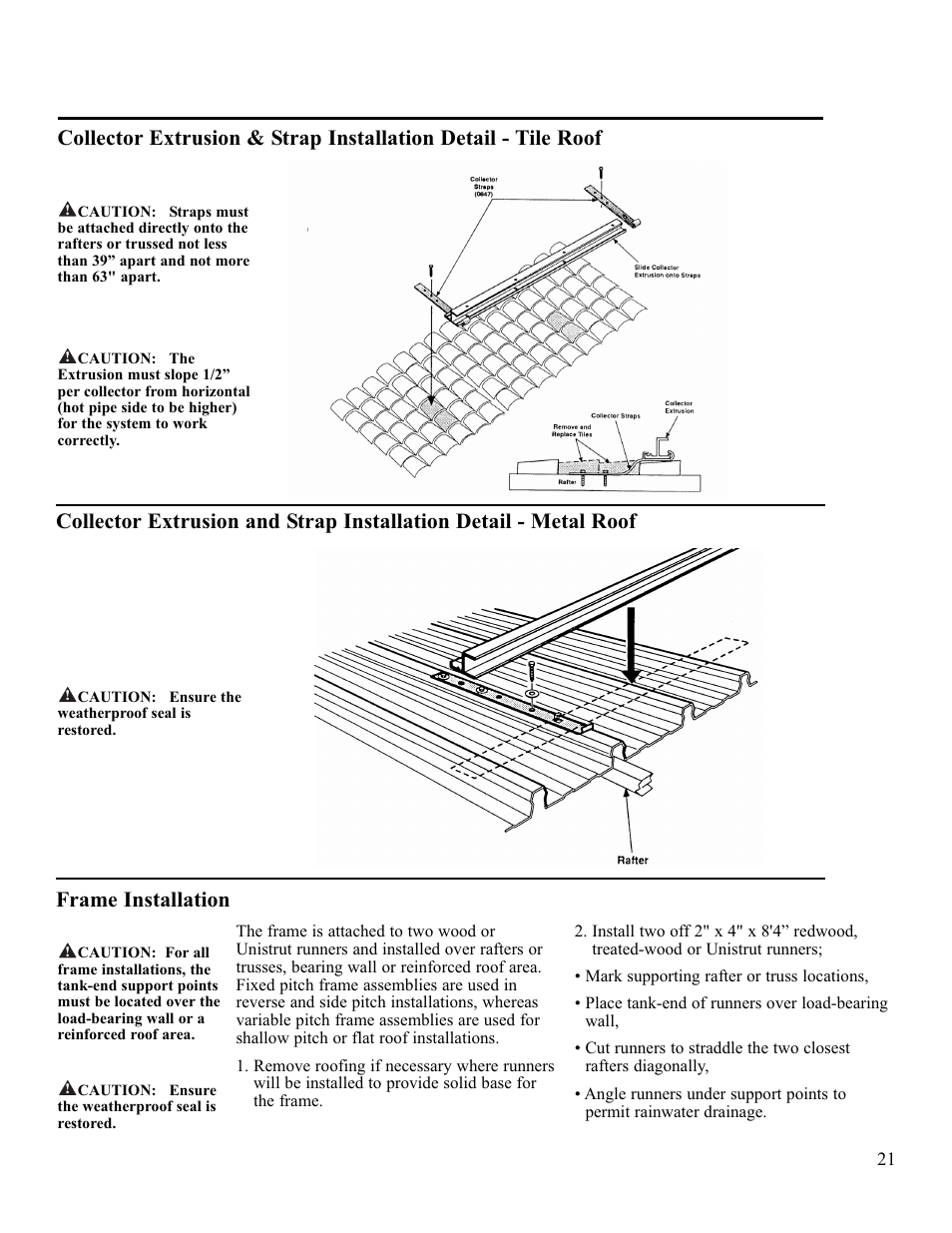 Frame installation | Rheem RS80-42BP User Manual | Page 21 / 40