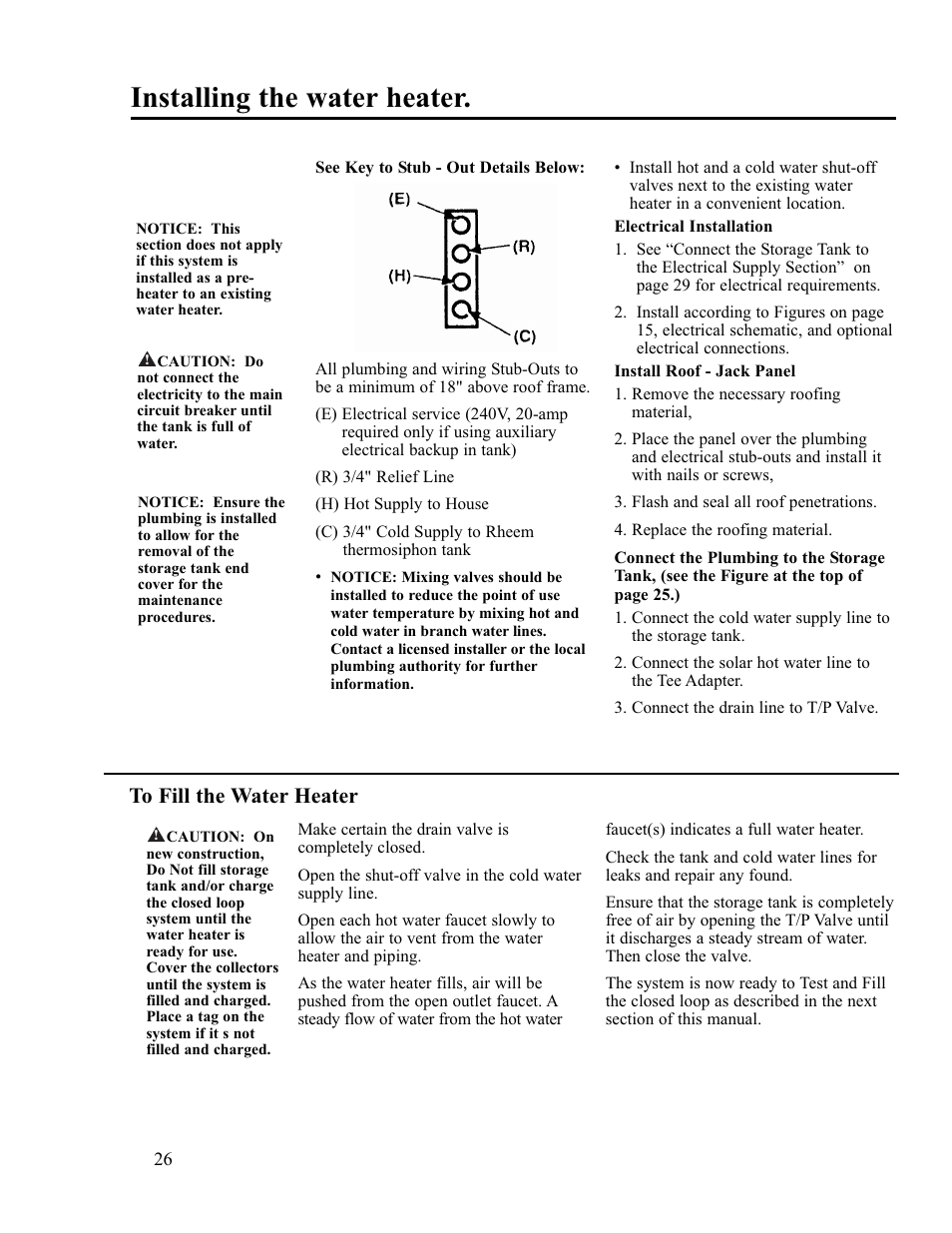 Installing the water heater | Rheem RS80-42BP User Manual | Page 26 / 40