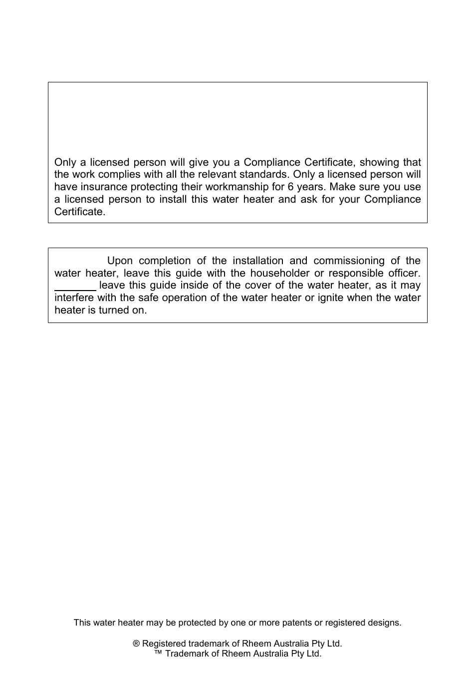 Rheem Gas Heavy Duty Water Heater Models 265 Litre and 275 Litre User Manual | Page 2 / 48