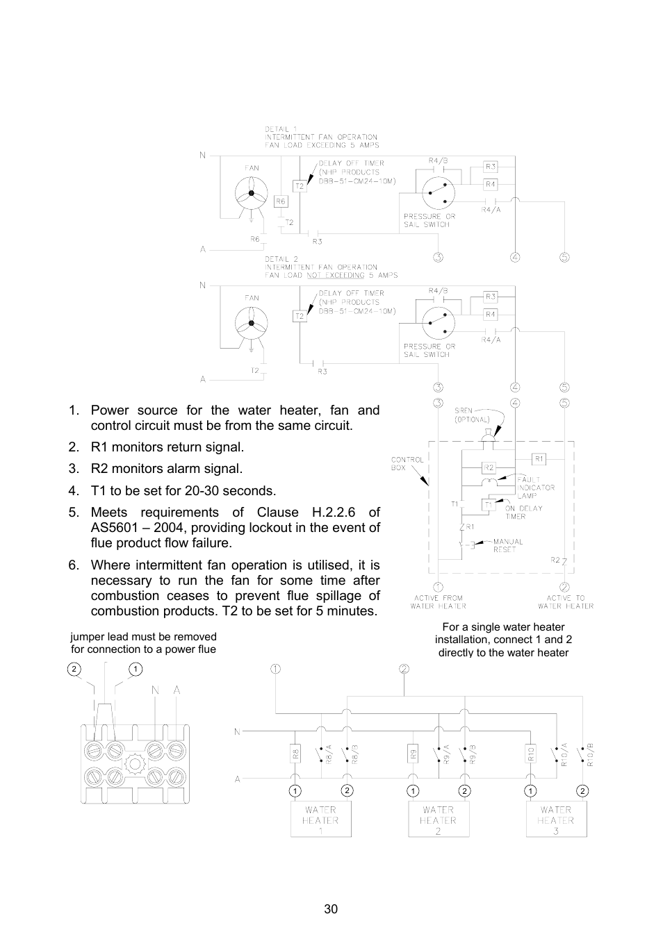 Connections – electrical | Rheem Gas Heavy Duty Water Heater Models 265 Litre and 275 Litre User Manual | Page 30 / 48