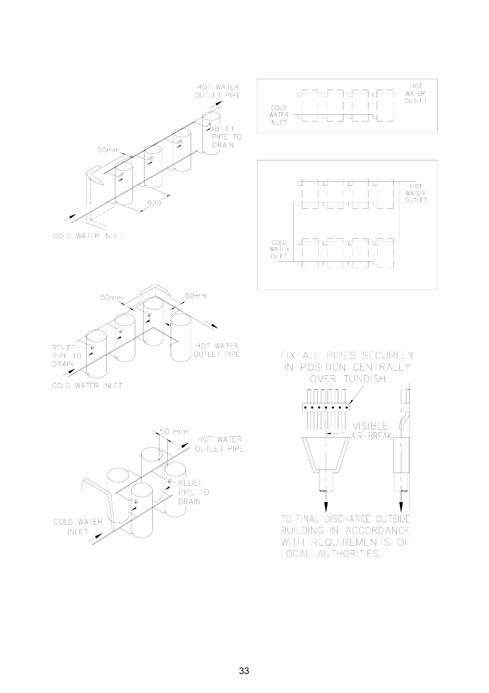 Multiple installations | Rheem Gas Heavy Duty Water Heater Models 265 Litre and 275 Litre User Manual | Page 33 / 48