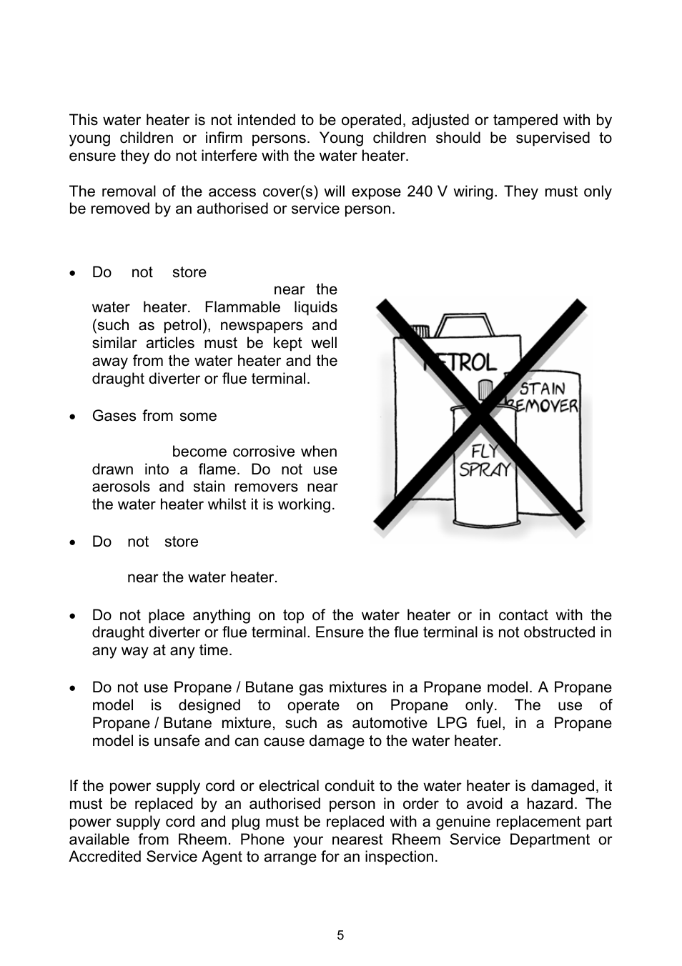 Warning, Safety, About your water heater | Rheem Gas Heavy Duty Water Heater Models 265 Litre and 275 Litre User Manual | Page 5 / 48