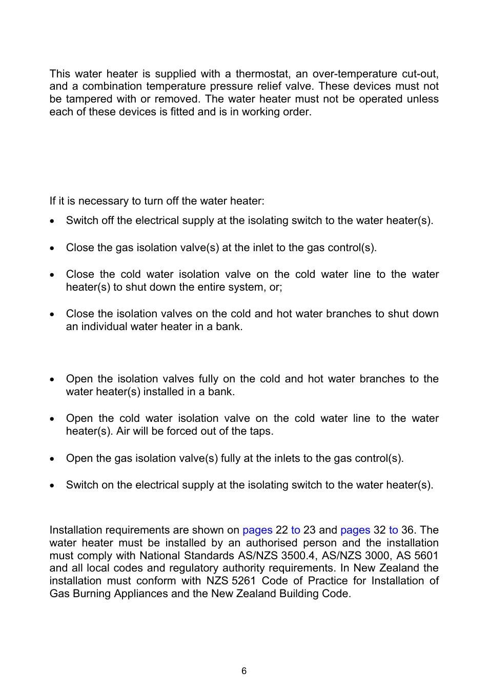 To turn off the water heater, To turn on the water heater, About your water heater | Rheem Gas Heavy Duty Water Heater Models 265 Litre and 275 Litre User Manual | Page 6 / 48