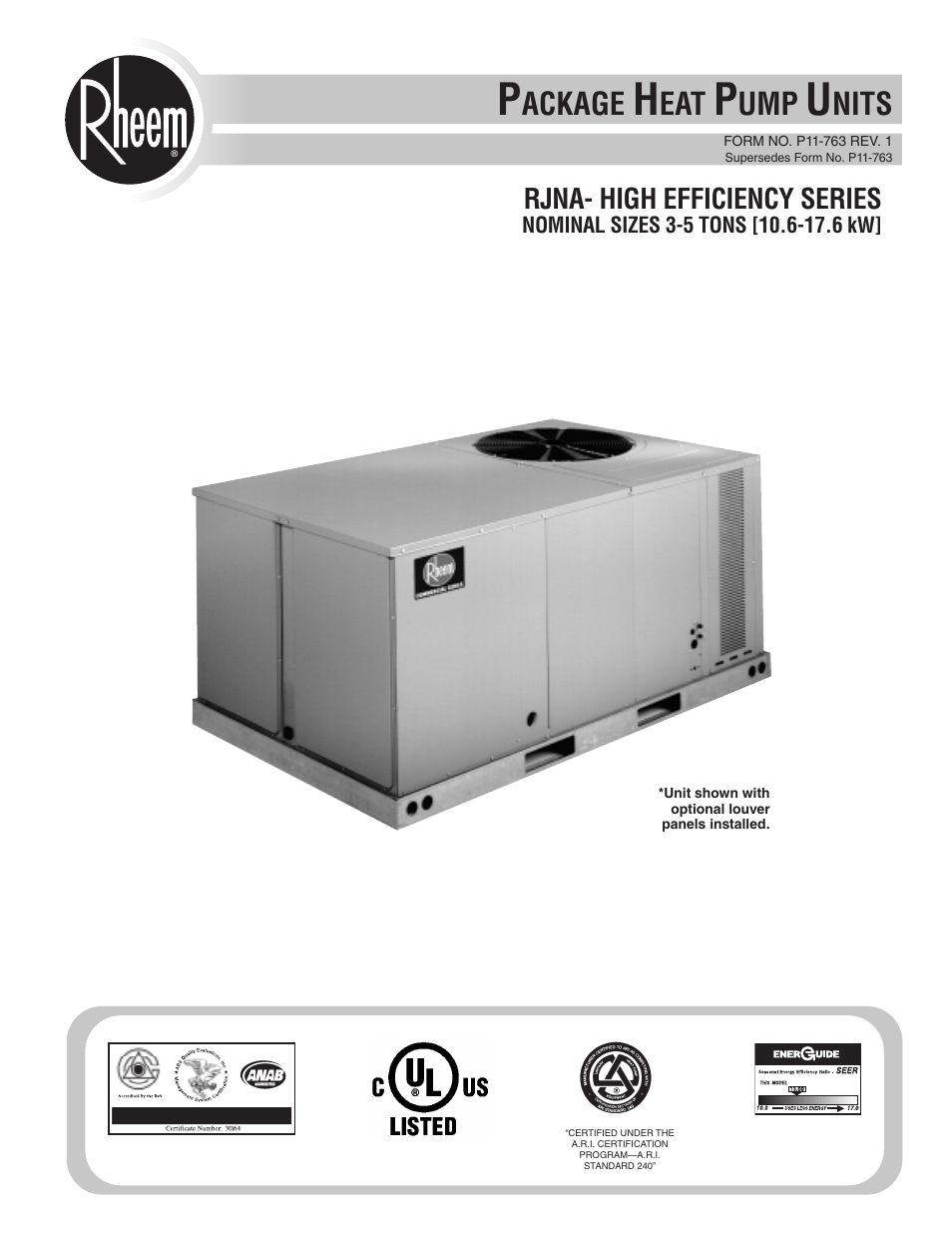 Rheem RJNA Series User Manual | 50 pages