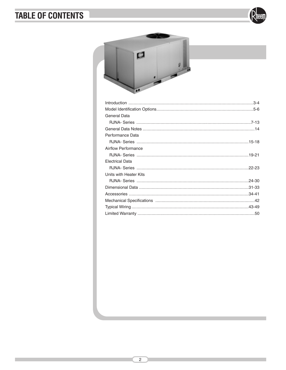 Rheem RJNA Series User Manual | Page 2 / 50