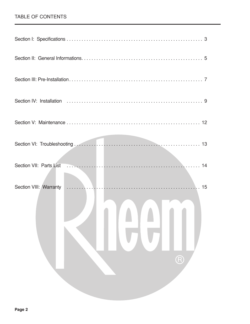 Rheem Indirect Water Heater User Manual | Page 2 / 16