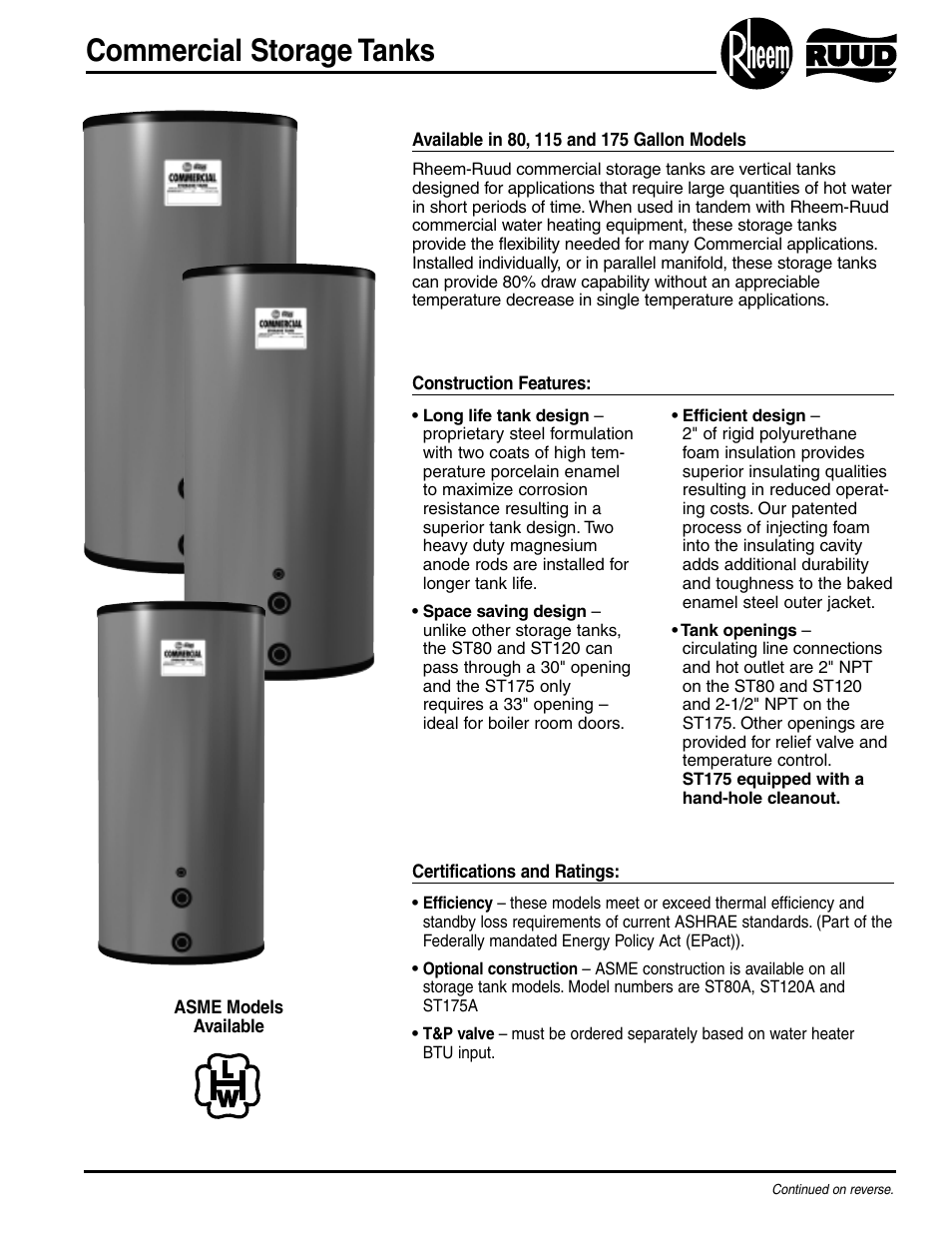 Rheem 115 User Manual | 2 pages