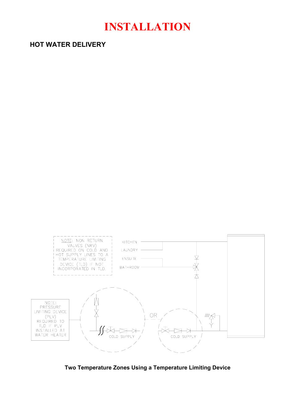 Hot water delivery, Installation | Rheem Electric Domestic Water Heater User Manual | Page 17 / 36