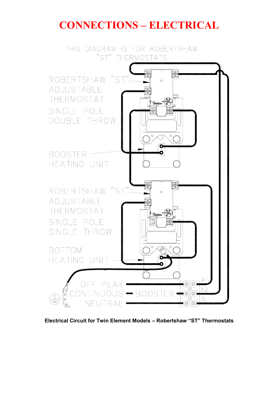 Connections – electrical | Rheem Electric Domestic Water Heater User Manual | Page 29 / 36