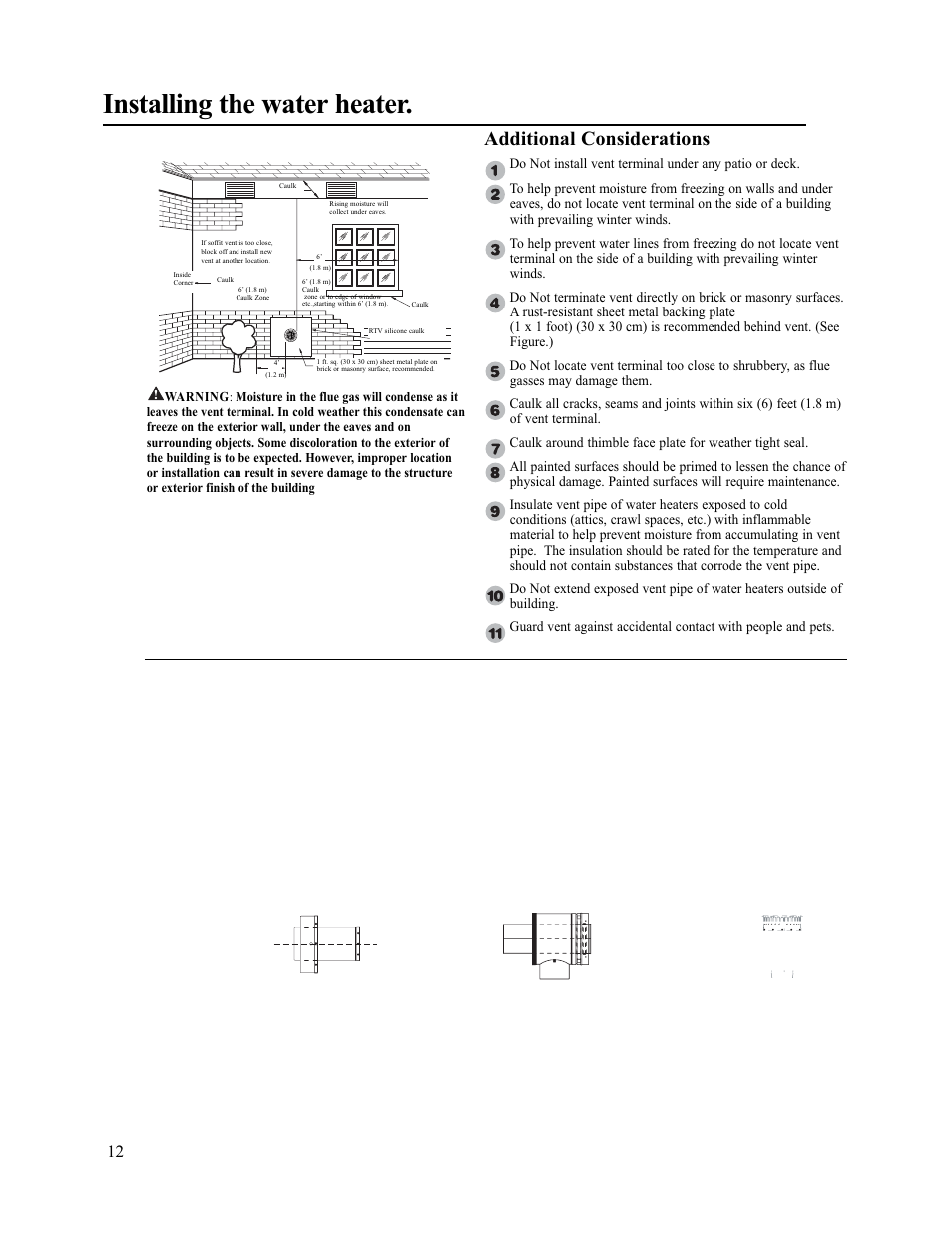 Installing the water heater, Additional considerations | Rheem AP13945-2 User Manual | Page 12 / 36