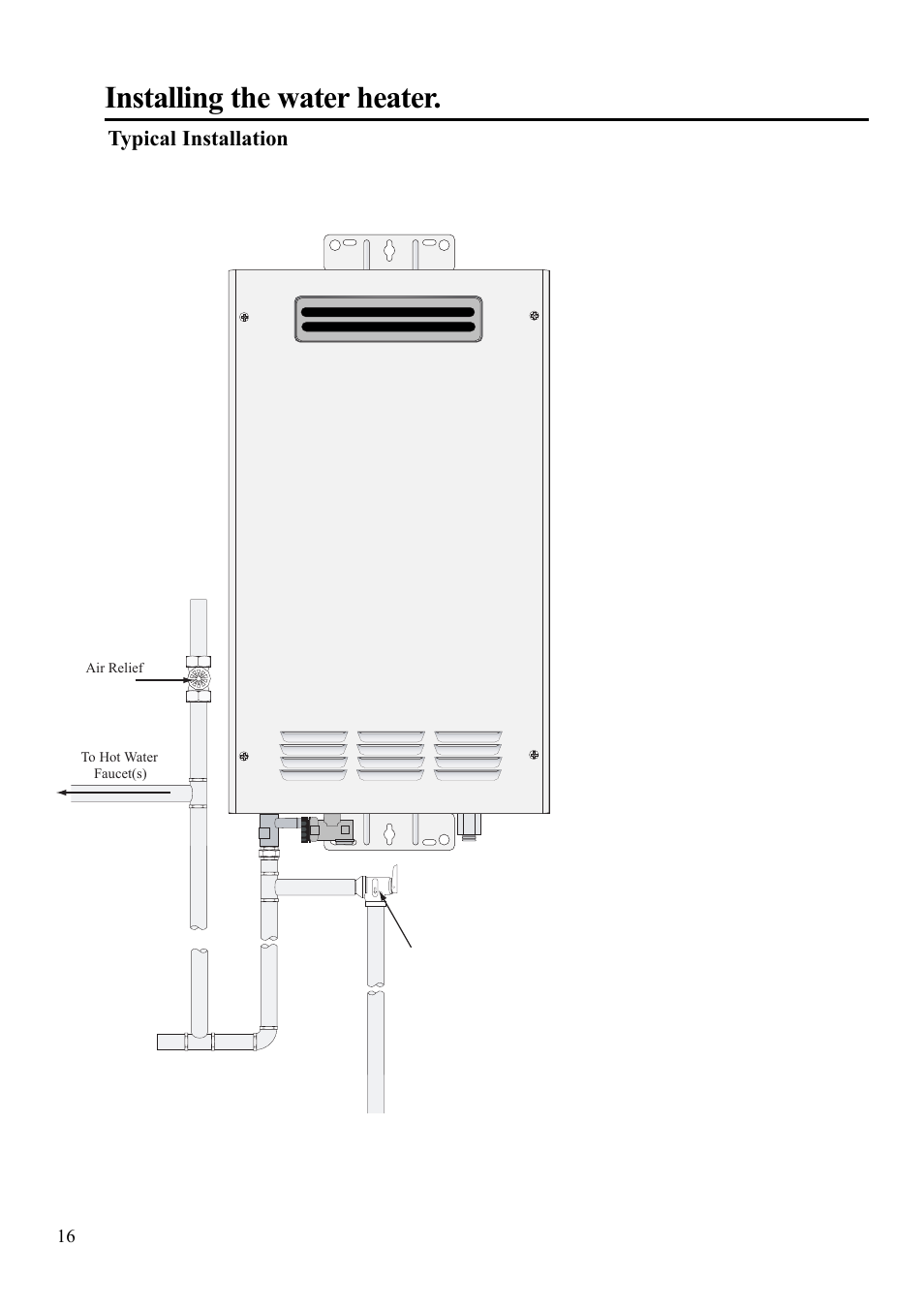 Installing the water heater | Rheem AP13592 User Manual | Page 16 / 28