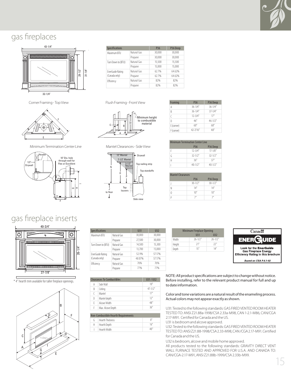 Gas fireplaces gas fireplace inserts | Regency H15 User Manual | Page 15 / 16