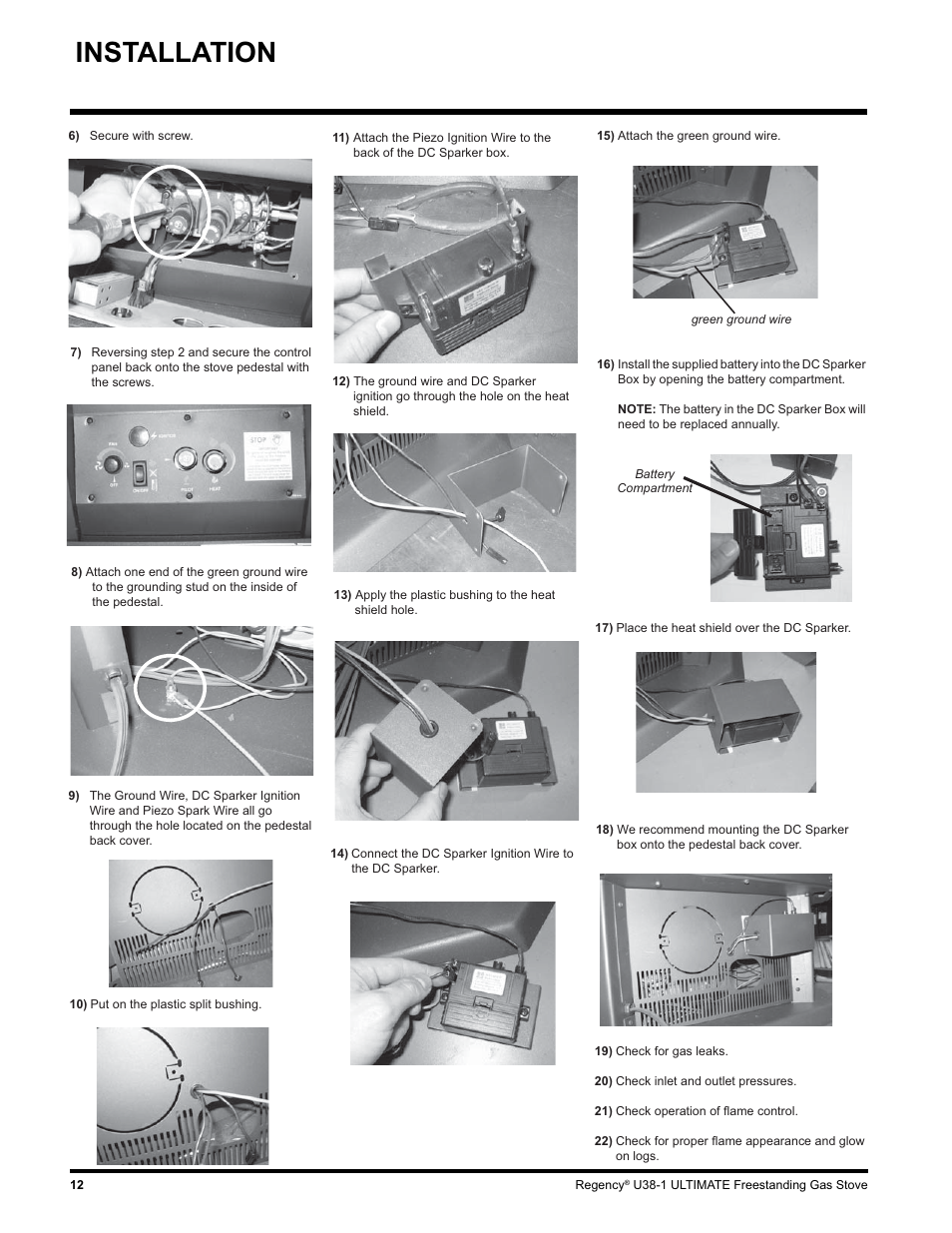 Installation | Regency U38-LP1 User Manual | Page 12 / 32