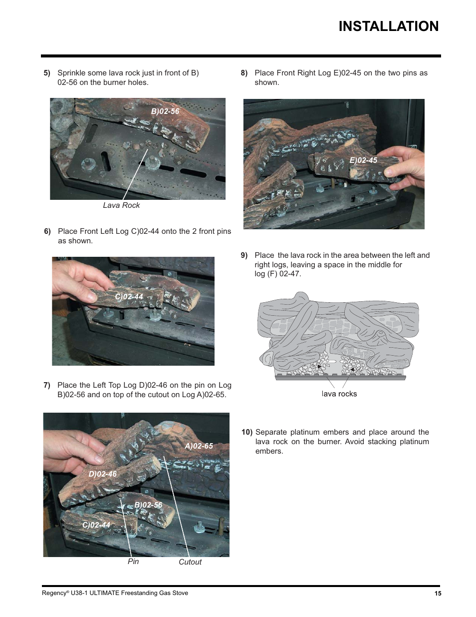 Installation | Regency U38-LP1 User Manual | Page 15 / 32