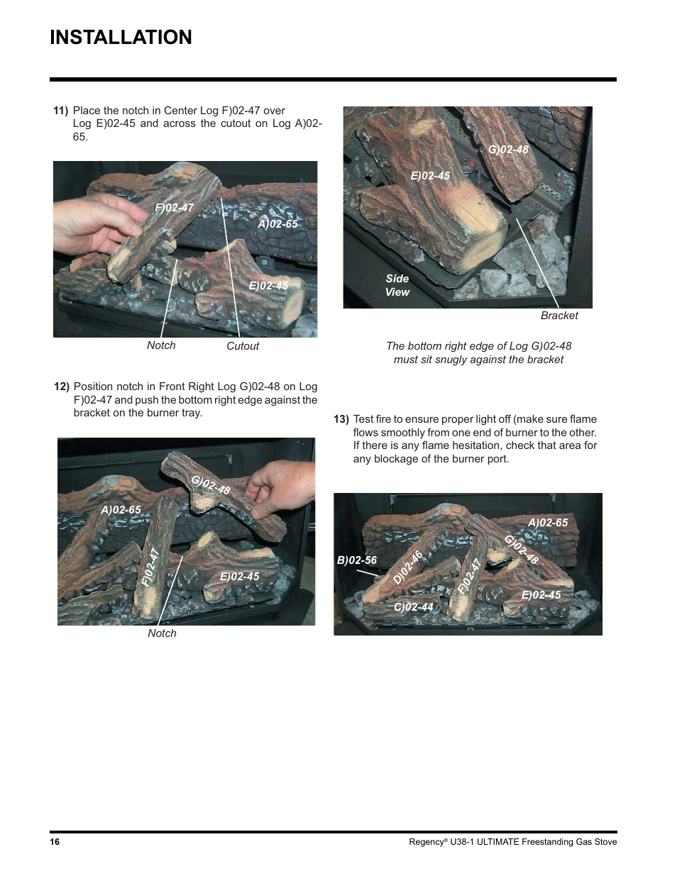 Installation | Regency U38-LP1 User Manual | Page 16 / 32