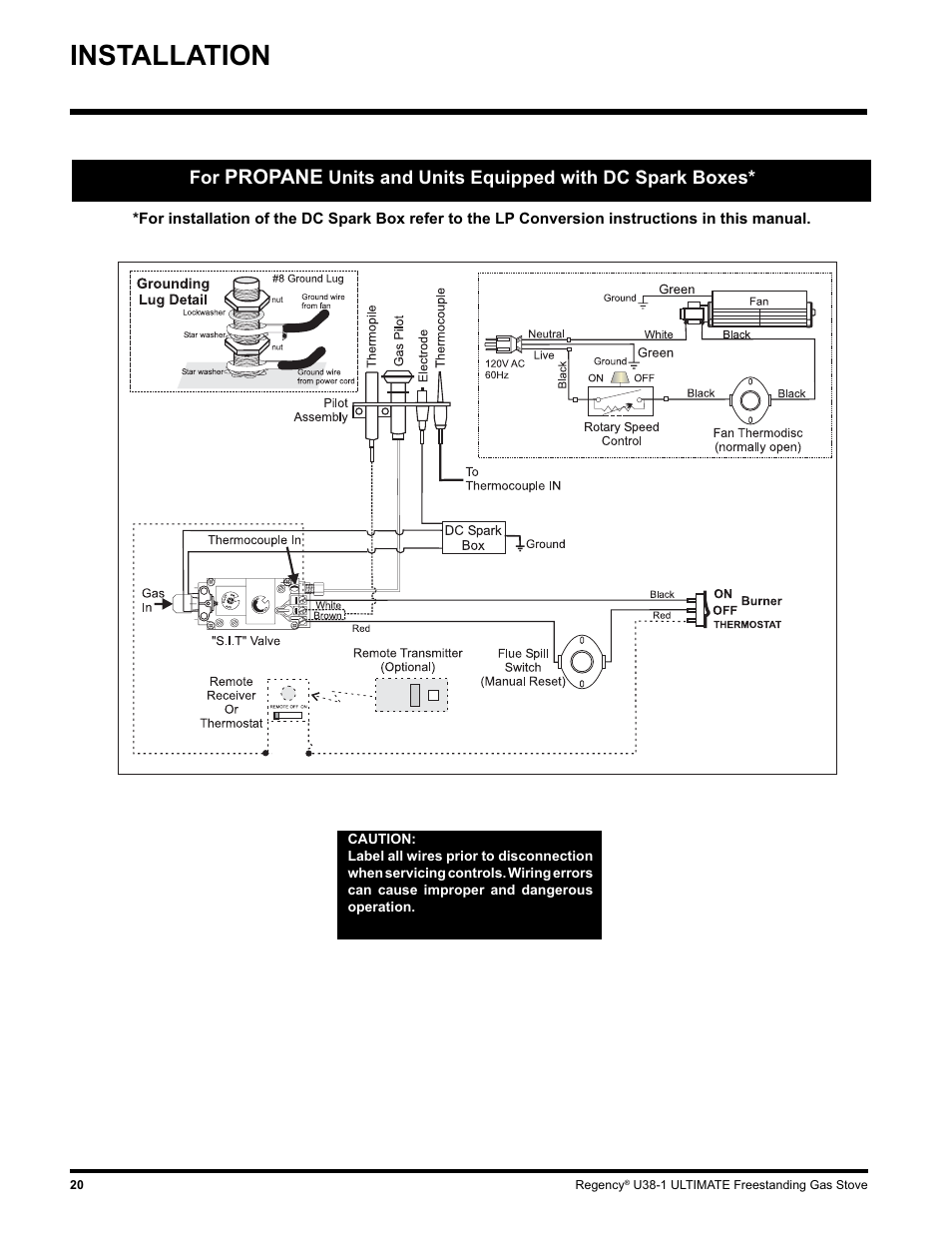 Installation, Propane | Regency U38-LP1 User Manual | Page 20 / 32