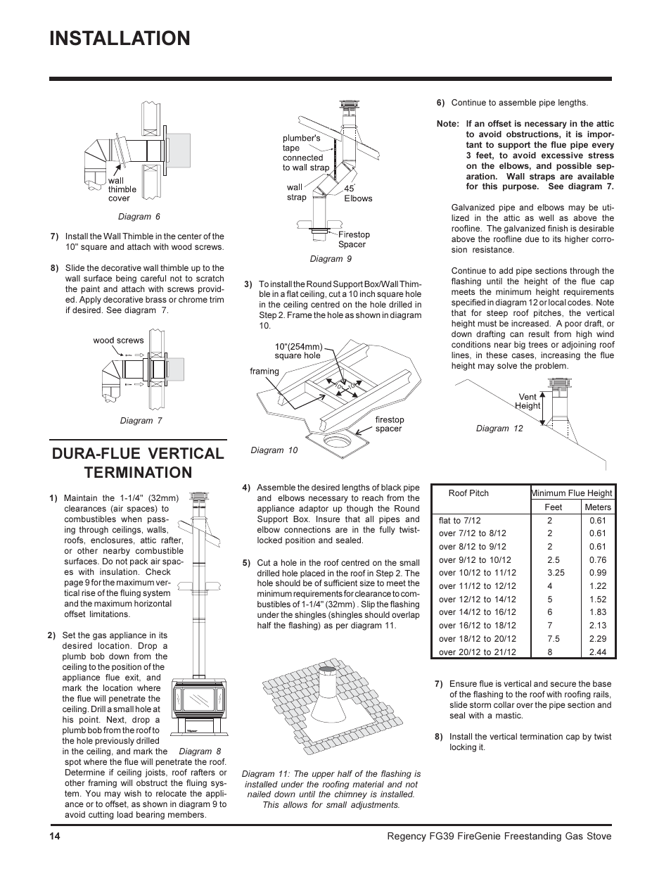 Installation, Dura-flue vertical termination | Regency FIREGENIE FG39-NG User Manual | Page 14 / 36