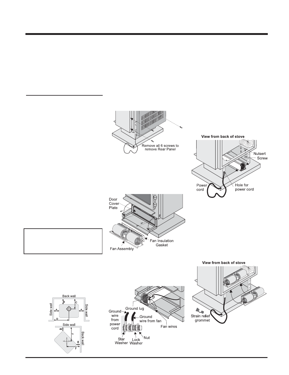 Installation, Optional fan installation, Clearances to combustibles | Regency C33-NG2 User Manual | Page 7 / 24