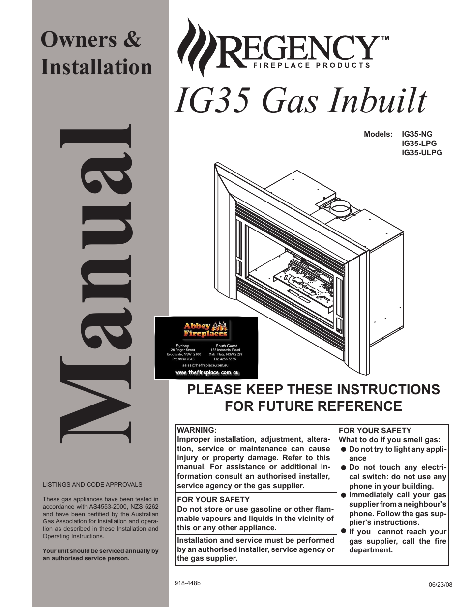 Regency IG35-ULPG User Manual | 31 pages