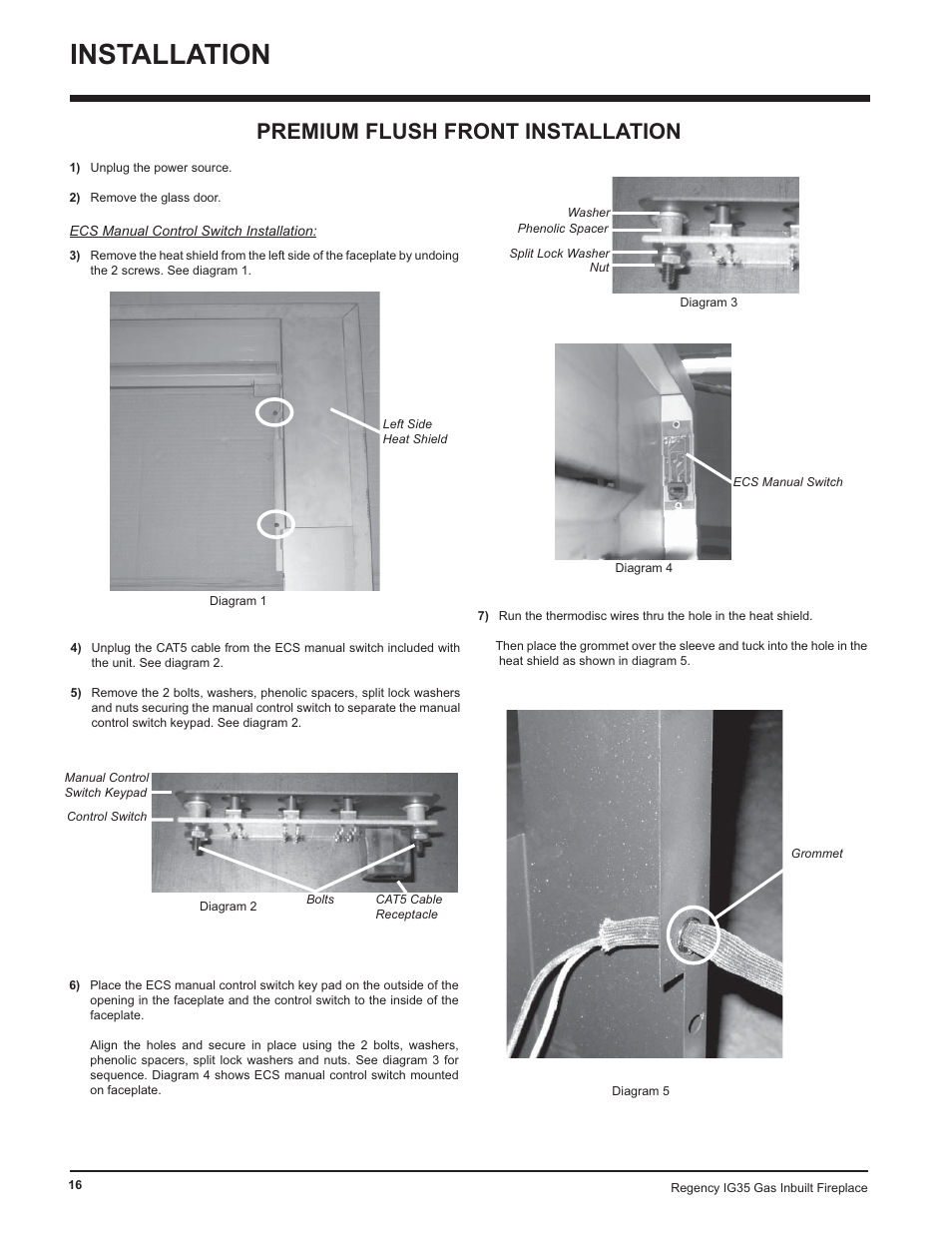 Installation, Premium flush front installation | Regency IG35-ULPG User Manual | Page 16 / 31