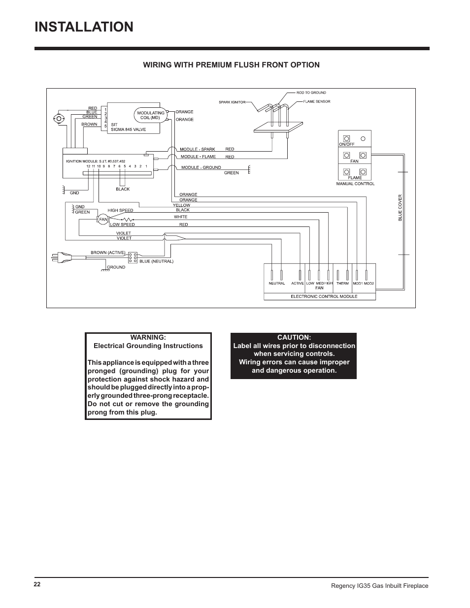 Installation | Regency IG35-ULPG User Manual | Page 22 / 31