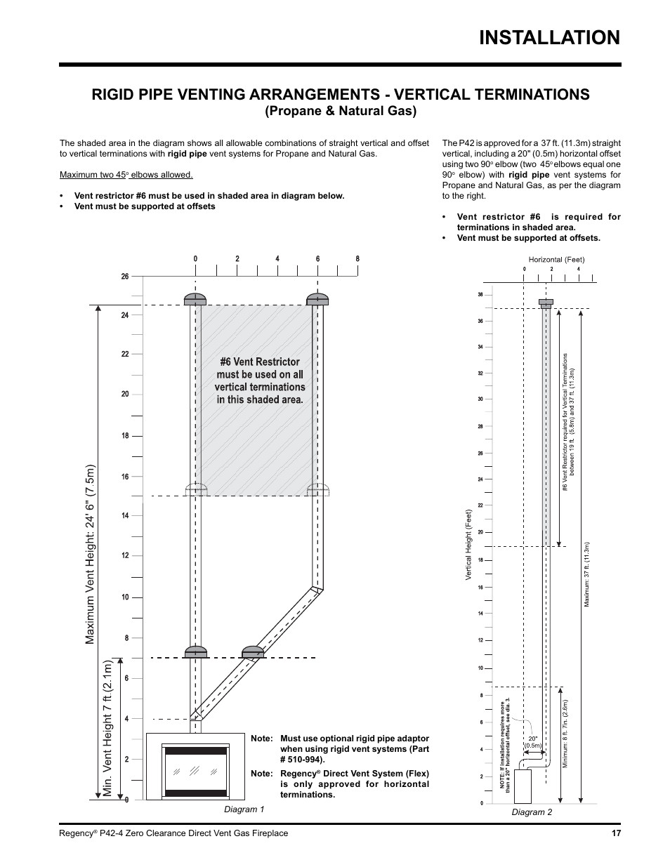 Installation, Propane & natural gas) | Regency P42-NG4 User Manual | Page 17 / 48