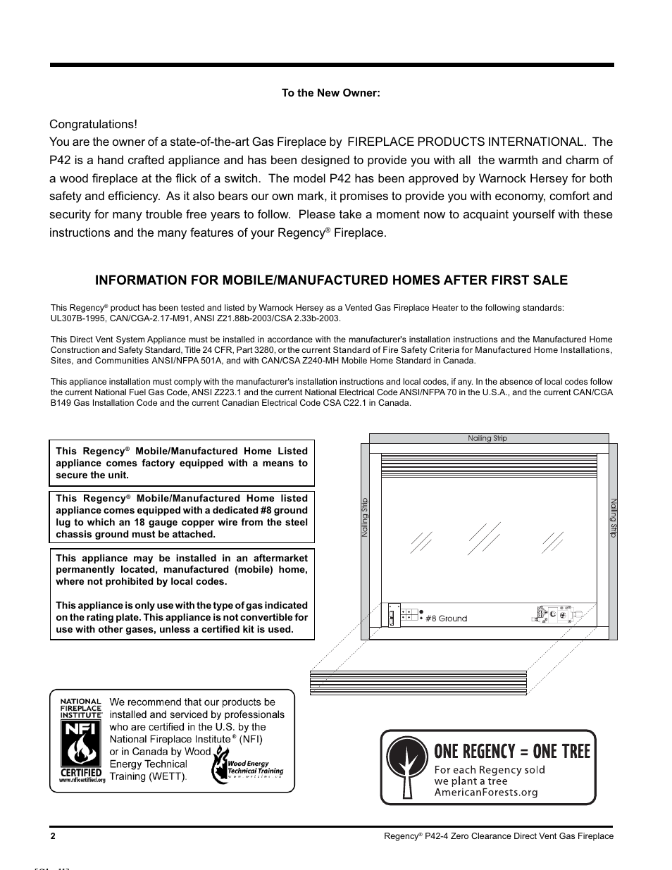 Sh ll | Regency P42-NG4 User Manual | Page 2 / 48