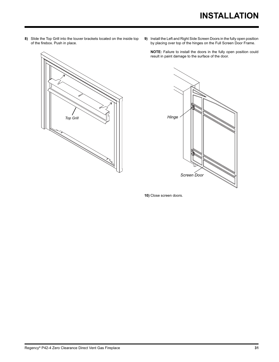 Installation | Regency P42-NG4 User Manual | Page 31 / 48